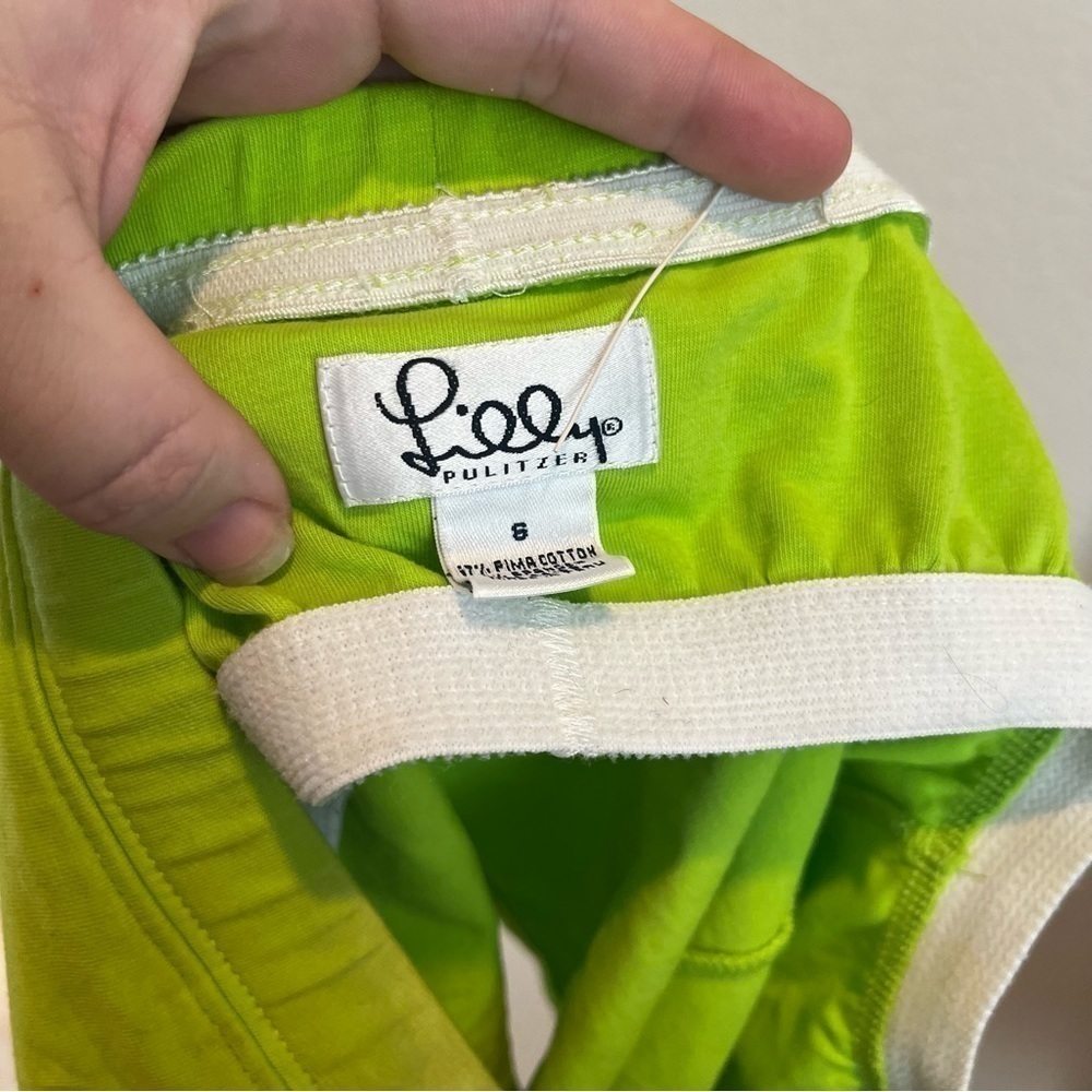Lily Pulitzer bright lime green strapless crop top size small built in bra - Picture 5 of 5